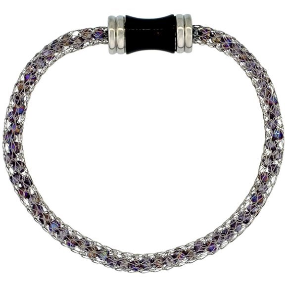Stainless Steel Amethyst Crystal Mesh Bracelet